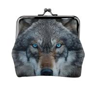 Mini porte-monnaie polyvalent avec imprimé loup aux yeux bleus pour toutes les occasions