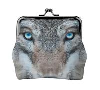 Mini porte-monnaie polyvalent avec imprimé loup aux yeux bleus pour toutes les occasions