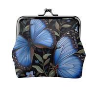 Mini porte-monnaie polyvalent avec imprimé papillons bleus pour toutes les occasions
