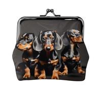 Mini porte-monnaie pour femme avec impression de trois teckels pour cartes de crédit, carte d'identité, clé, noir, One Size, Vintage