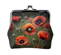 Mini porte-monnaie pour femme avec imprimé coquelicot pour carte de crédit, carte d'identité, clé, noir, One Size, Vintage