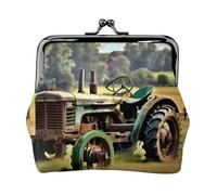 Mini porte-monnaie pour femme avec imprimé de tracteur photo de vieux tracteur, pour carte de crédit, carte d'identité, clé, noir, One Size, Vintage