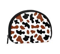 Mini porte-monnaie pour femme avec imprimé vache noire marron