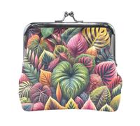 Mini porte-monnaie pour femme Motif Paris Sunset 11,4 x 10,4 cm, Feuilles florales colorées, one size, Feuilles florales colorées