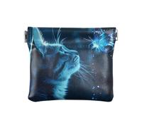 Mini porte-monnaie vert en cuir synthétique avec nains de la Saint-Patrick pour femme, Chat Bleu, one size, Chat Bleu