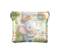 Mini porte-monnaie vert en cuir synthétique avec nains de la Saint-Patrick pour femme, mignons lapins éléphants, one size, Lapins éléphants mignons