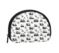 Mini porte-monnaie vintage imprimé excavatrice pour femme, joli petit porte-monnaie