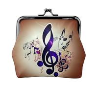 Mini porte-monnaie violet avec notes de musique imprimées pour femme, petit porte-monnaie pour carte de crédit, carte d'identité, clé, noir, One Size, Vintage