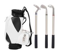 Mini porte-stylos de golf avec stylo, organiseur de bureau en cuir PU et alliage de zinc de qualité supérieure, coffret cadeau pour les amateurs de golf, pour la décoration du (Blanc noir)