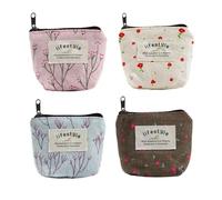 Mini Portefeuille 4 Pièces pour Femme - Poche Zippée, Trousse de Maquillage, en Tissu, de Voyage pour Ranger Pièces de Monnaie