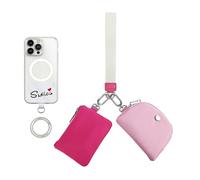 Mini portefeuille à fermeture éclair autour de la dragonne pour femme, porte-clés et languette d'attache pour téléphone portable, double pochette amovible, porte-monnaie, porte-monnaie pour homme et