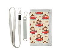 Mini portefeuille à trois volets pour garçons de 9 à 12 ans - Mini sac à main pour sports de plein air - Poche pour pièces de monnaie et porte-cartes - Accessoire de voyage - Singes dans des bateaux