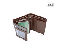 Mini Portefeuille Cuir Protection RFID Blocage, format mini poche, complet pour 10 cartes et monnaie - Idée cadeau - Marron