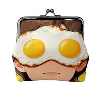 Mini portefeuille en cuir avec masque pour les yeux en forme d'œuf au plat
