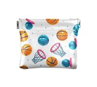 Mini portefeuille en cuir synthétique avec motif de ballon de basket-ball, pour femmes, filles et hommes