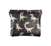 Mini portefeuille en cuir synthétique avec motif dinosaure à pois rouges pour femmes, filles et hommes