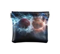 Mini portefeuille en cuir synthétique avec motif éclair de basket-ball pour femmes, filles et hommes