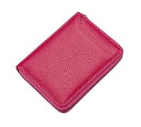 Mini Portefeuille en Cuir Véritable RFID Blocage Porte Carte Bancaire Securise Porte-Cartes de Crédit Porte Monnaie Porte Carte Multi-Cartes Cadeau pour Hommes et Femmes (Rose foncé)