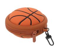 Mini Portefeuille en Silicone Marron, Forme Ballon de Basket, Style Sport | Format Compact 3, 93x3, 58x2, 16 Po, Fermeture Zippée, Attache Porte-clés Intégrée