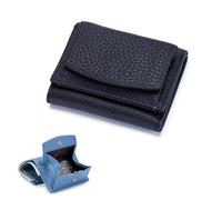 Mini portefeuille pliable unisexe en cuir véritable avec blocage RFID, anti-fraude, F