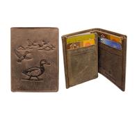 Mini Portefeuille, Porte-Cartes en Cuir Motif CANARD, Compact Multi-Poches, Protection RFID, idée cadeau fête, anniversaire - Marron