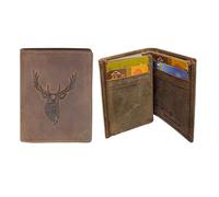 Mini Portefeuille, Porte-Cartes en Cuir Motif CERF, Compact Multi-Poches, Protection RFID, idée cadeau fête, anniversaire - Marron