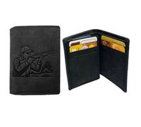 Mini Portefeuille, Porte-Cartes en Cuir Motif CHASSEUR, Compact Multi-Poches, Protection RFID, idée cadeau fête, anniversaire - Noir