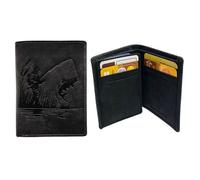 Mini Portefeuille, Porte-Cartes en Cuir Motif LA PECHE, Compact Multi-Poches, Protection RFID, idée cadeau fête, anniversaire - Noir