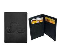 Mini Portefeuille, Porte-Cartes en Cuir Motif TRACTEUR, Compact Multi-Poches, Protection RFID, idée cadeau fête, anniversaire - Noir