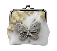 Mini portefeuille pour cartes et rouge à lèvres avec strass et imprimé papillon et fleur pour femme