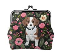 Mini portefeuille pour cartes et rouge à lèvres Motif chien et fleur Pour femme