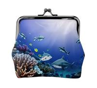 Mini portefeuille pour cartes et rouge à lèvres Motif requin nageant sous la mer Pour femme