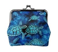 Mini portefeuille pour cartes et rouge à lèvres Motif tortue de mer Bleu