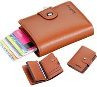 Mini portefeuille pour homme, organiseur de cartes, simili cuir de qualité marron, dimensions 8x10x2,5 cm