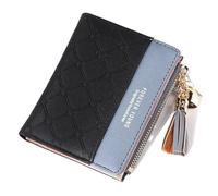 Mini portefeuilles en cuir PU pour femme avec porte-cartes de crédit et poche à monnaie à fermeture éclair pour un usage quotidien, Noir , Taille unique