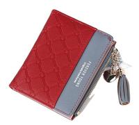 Mini portefeuilles en cuir PU pour femme avec porte-cartes de crédit et poche à monnaie à fermeture éclair pour un usage quotidien, Rouge, Taille unique
