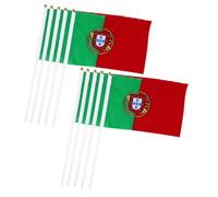 Mini Portugal drapeaux portables de bannières d'ondulation nationales de parade résistante à la parade résistante aux drapeaux de bâton 10pcs