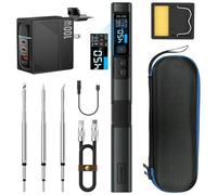 Mini Poste à Souder Portable, Poste à Souder éCran IPS Haute DéFinition Chauffage Rapide En 2 Secondes Protection Antistatique ESD Comprend 3 Pannes à Souder DC 9-24V