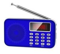Mini Poste Radio FM AM Lecteur MP3 Micro SD Rechargeable Bleu YONIS