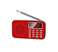 Mini Poste Radio FM AM Lecteur MP3 Micro SD Rechargeable Rouge