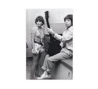 Mini poster vintage original _ Magazine Clipping - Mick Jagger (The Rolling Stones) & Linda Ronstadt, Los Angeles, 1978 - Poster sur toile Décoration murale pour salon, chambre à coucher