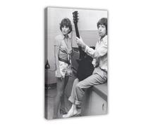 Mini poster vintage original _ Magazine Clipping - Mick Jagger (The Rolling Stones) & Linda Ronstadt, Los Angeles, 1978 - Poster sur toile Décoration murale pour salon, chambre à coucher