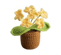 Mini pot de fleurs tricoté Forget-Me-Not fabriqué à la main pour une utilisation décorative dans les chambres, bureaux et autres espaces, offrant un charme durable et un intérêt visuel (jaune)