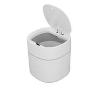Mini poubelle avec couvercle, minuscule poubelle de bureau avec couvercle pivotant pour la maison, le bureau, la cuisine, la vanité de table, la chambre à coucher, la salle de bain (Blanc)