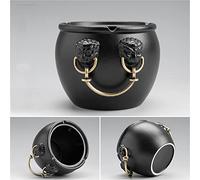 Mini Poubelle créative en céramique avec couvercle/céramique/h-10,5 cm et décoration rétro(Black)