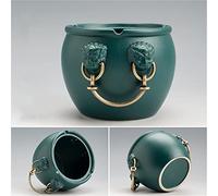 Mini Poubelle créative en céramique avec couvercle/céramique/h-10,5 cm et décoration rétro(Green)