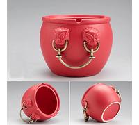 Mini Poubelle créative en céramique avec couvercle/céramique/h-10,5 cm et décoration rétro(Red)