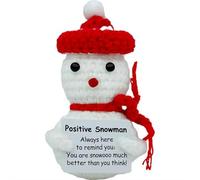 Mini poupée bonhomme de neige positif au crochet avec carte d'encouragement, cadeaux de reconnaissance des employés, poupées à tricoter positives, poupées au crochet pour collègues, employés de bureau