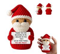 Mini poupée de Père Noël au crochet faite à la main avec carte positive pour femme, poupée de Noël crochetée pour collègues, meilleure amie, cadeau d'hiver