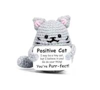 Mini poupée de vache des Highlands au crochet avec carte d'énergie positive, peluche de soutien émotionnel pour soulager le stress, joli cadeau pour femmes, amis, étudiants (1)